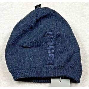 BENCH‎ Knit Beanie Fold Skull Cap Fisherman  Logo Lined Navy One Size Unisex NWT